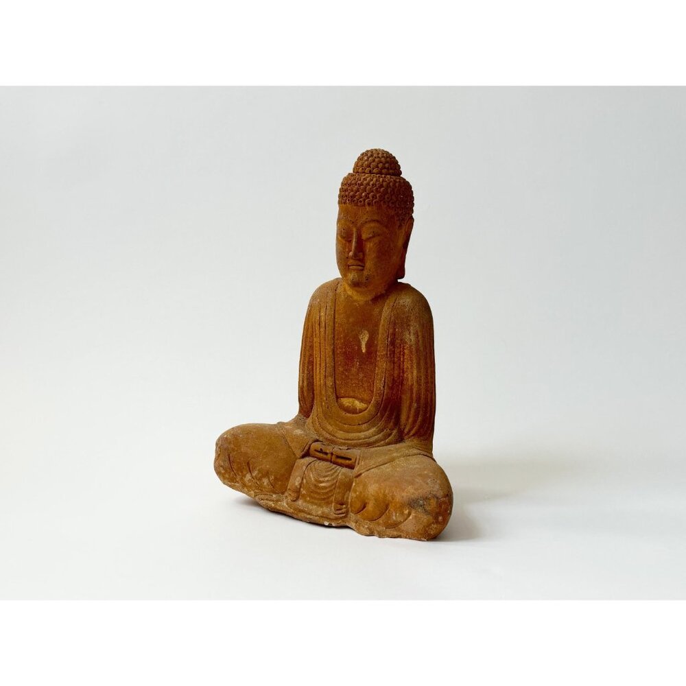SOLD - Vintage Handmade Stone Sitting Buddha Figure - Picture 4 of 8